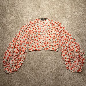 Flower long sleeve crop top, Small
